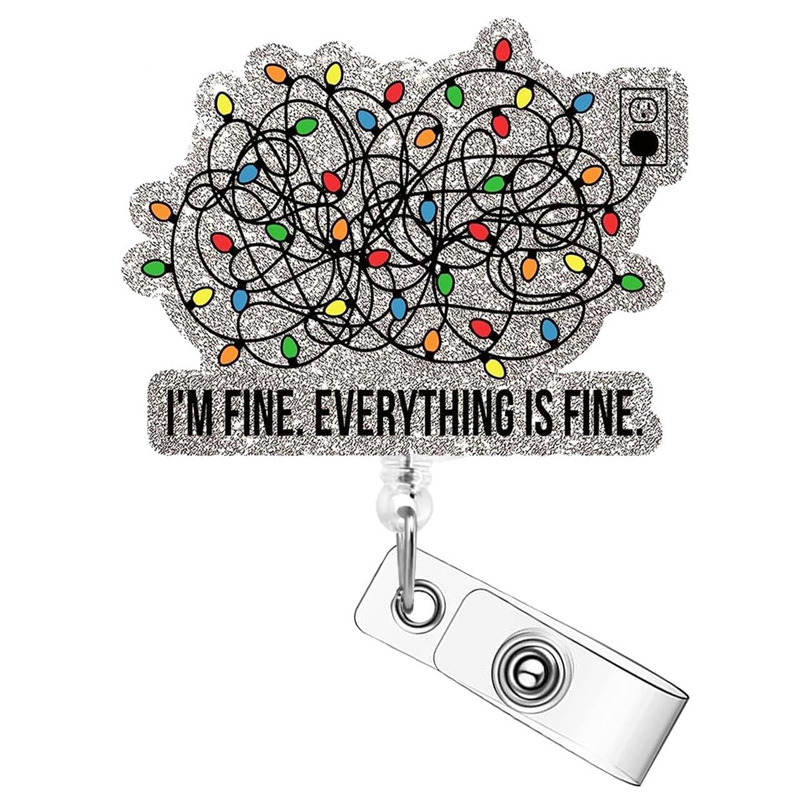 أنا بخير( I'm fine ) شارة دوارة قابلة للسحب للعطلات مع مشبك تعريف الطبيب والممرضة سهل السحب