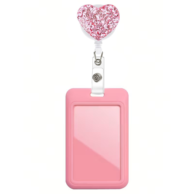 عبر الحدود الجديدة الخوخ الكريستال صقة بطاقة الهوية الدورية مرة أخرى كليب من السهل سحب زر بطاقة الهوية مشبك شارة قابل للسحب