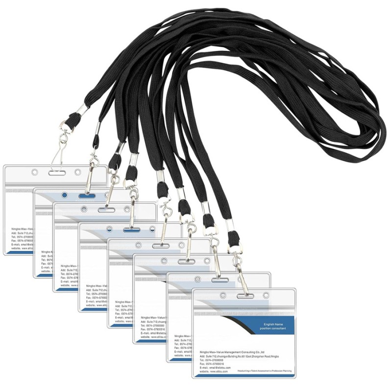 غلاف بطاقة شفاف مقاوم للماء من مادة البولي فينيل كلوريد حبل معلق مرن مجوف لبطاقة العمل وصدر بطاقة وصدر بطاقة عمل