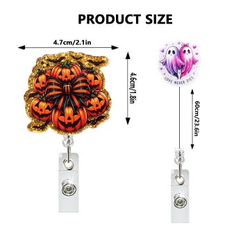 مشبك شارة هوية تلسكوبي دوار على شكل شبح يقطين الهالوين، مشبك شارة هوية تلسكوبي للطبيب والممرضة