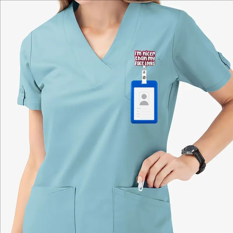 مشبك سحب سهل من الأكريليك من  لبطاقة الهوية، مشبك تلسكوبي للطلاب، لفافة شارة