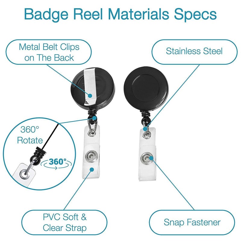 مشبك سهل السحب مصنوع من البلاستيك الأسود الصديق للبيئة، ومشبك قابل للسحب لبطاقة الهوية، ومشبك شارة الصدر