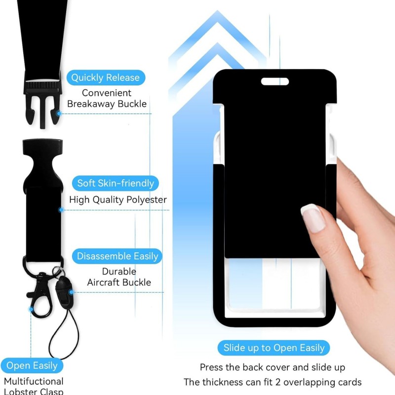 بطاقة الهوية عبر الحدود كم متداخلة قفل الباب بطاقة بطاقة الطعام بطاقة قابلة للفك حبل معلق بطاقة الموظف الصدر مشبك قابل للسحب