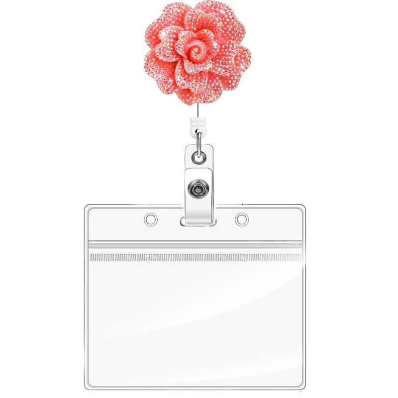 مشبك سهل السحب على شكل وردة من الراتنج، مشبك قابل للسحب بزاوية 360 درجة، سلسلة مفاتيح حبلية معلقة على شكل زهرة