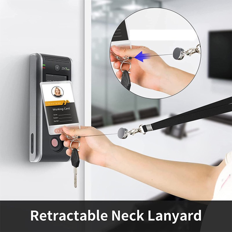 15mm المعرض الحبل شهادة عمل الصدر بطاقة شنقا الحبل مع دليل على المياه شهادة شفافة من السهل سحب مشبك تلسكوبي كم بطاقة