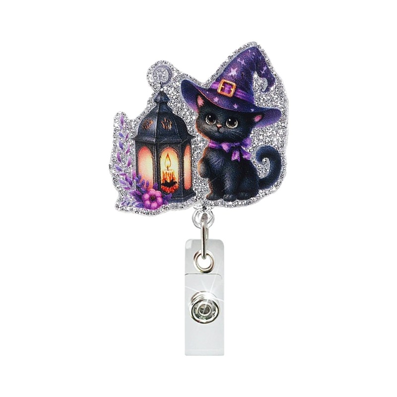 مشبك شارة هوية تلسكوبي دوار على شكل شبح يقطين الهالوين، مشبك شارة هوية تلسكوبي للطبيب والممرضة