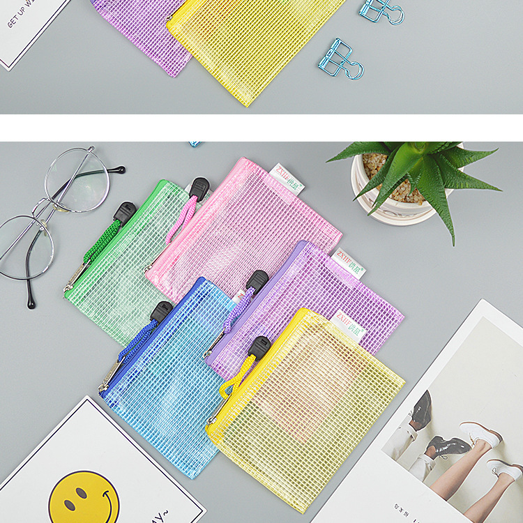 شبكة كيس سستة A4 ملف حقيبة شفافة سميكة A4 سستة حقيبة ملف ورقة معلومات ورقة كيس مكتب كيس