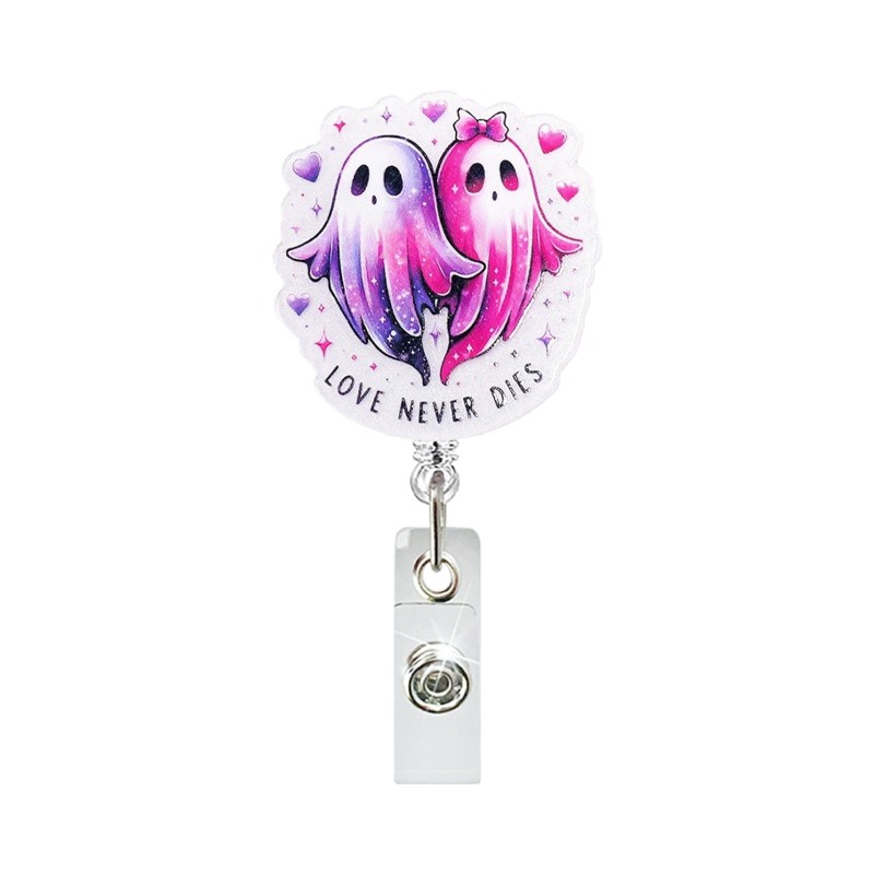 مشبك شارة هوية تلسكوبي دوار على شكل شبح يقطين الهالوين، مشبك شارة هوية تلسكوبي للطبيب والممرضة