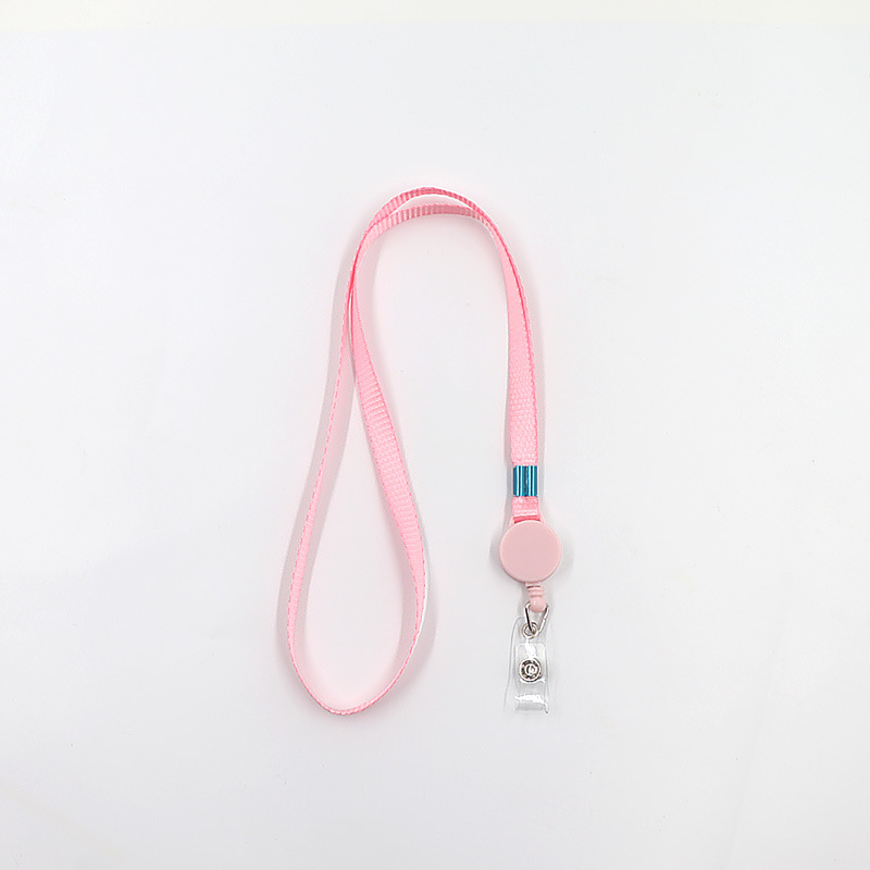 حبل تعليق طويل سهل السحب ومرن مصنوع من البوليستر بلون سادة، حامل بطاقة العمل، حامل بطاقة الحرم الجامعي، حامل الشهادة