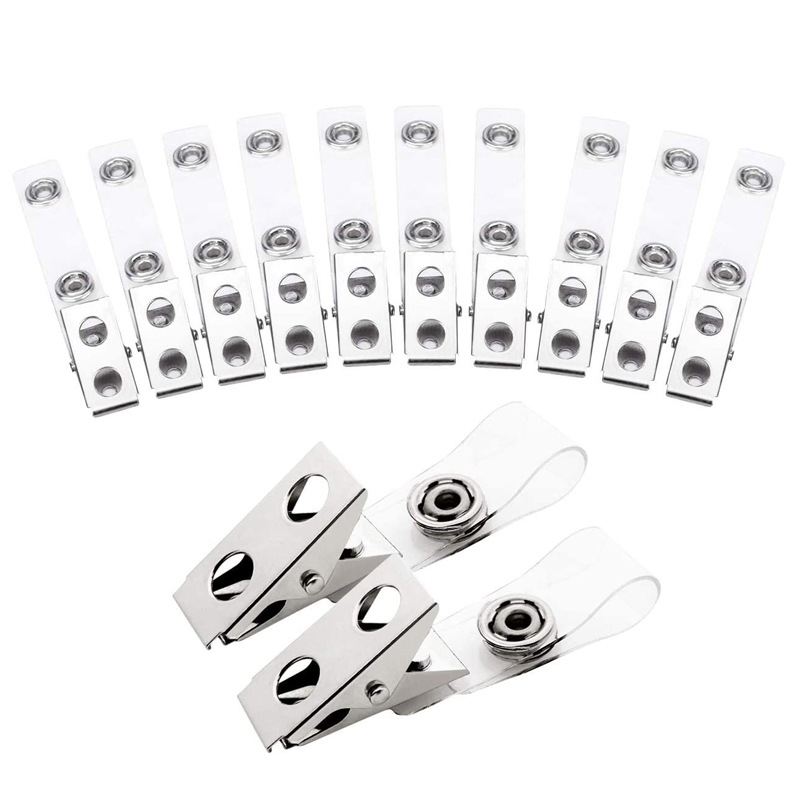 مصنع الموظفين بطاقة صف واحد حفرة معدنية المشبك بطاقة صدرية كم بطاقة مزدوجة حفرة العلامة التجارية المشبك الحديد