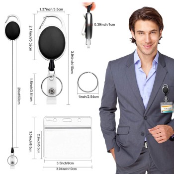 مشبك تلسكوبي من سبائك الزنك ABS مشبك سهل السحب سلسلة مفاتيح سهلة السحب غلاف بطاقة مقاوم للماء من مادة PVC