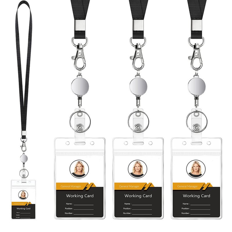 15mm المعرض الحبل شهادة عمل الصدر بطاقة شنقا الحبل مع دليل على المياه شهادة شفافة من السهل سحب مشبك تلسكوبي كم بطاقة