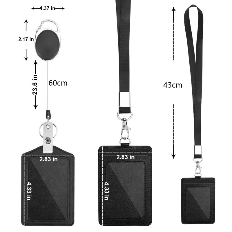 حامل بطاقة هوية من البولي يوريثين PU، حبل تعليق الهوية، مشبك سهل السحب من سبائك الزنك، مشبك الهوية، حامل بطاقة تلسكوبي
