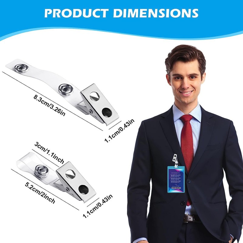 مصنع الموظفين بطاقة صف واحد حفرة معدنية المشبك بطاقة صدرية كم بطاقة مزدوجة حفرة العلامة التجارية المشبك الحديد