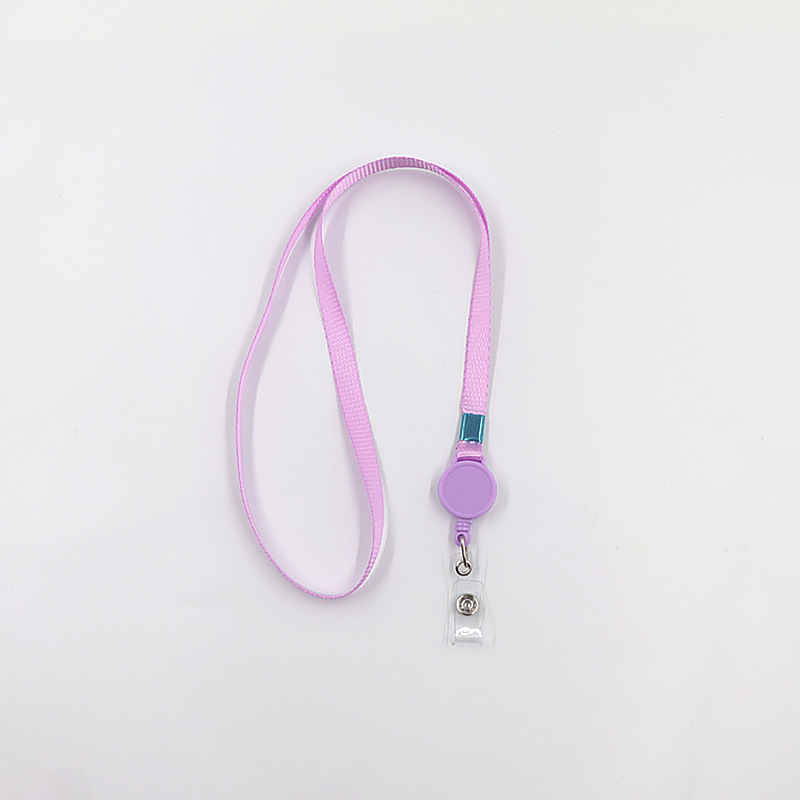 حبل تعليق طويل سهل السحب ومرن مصنوع من البوليستر بلون سادة، حامل بطاقة العمل، حامل بطاقة الحرم الجامعي، حامل الشهادة