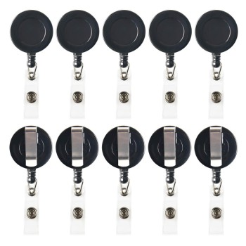 مشبك سهل السحب مصنوع من البلاستيك الأسود الصديق للبيئة، ومشبك قابل للسحب لبطاقة الهوية، ومشبك شارة الصدر