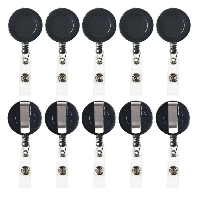 مشبك سهل السحب مصنوع من البلاستيك الأسود الصديق للبيئة، ومشبك قابل للسحب لبطاقة الهوية، ومشبك شارة الصدر