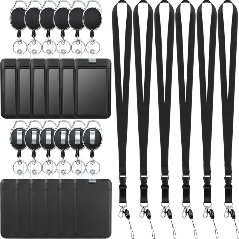 حامل بطاقات قابل للتمديد مع شارة حبل قابلة للفصل وسلسلة مفاتيح ومشبك بطاقة كروز