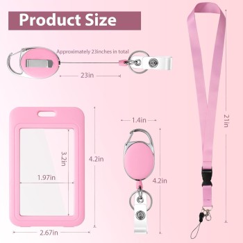 مجموعة بطاقات عمل شفافة مزدوجة الجوانب مزودة بحبل تعليق ومشبك تلسكوبي للرقبة، وشارة صدر للموظف، ومجموعة بطاقات حافلة