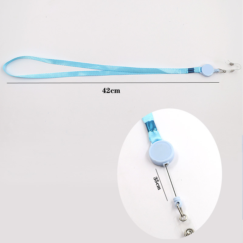 حبل تعليق طويل سهل السحب ومرن مصنوع من البوليستر بلون سادة، حامل بطاقة العمل، حامل بطاقة الحرم الجامعي، حامل الشهادة