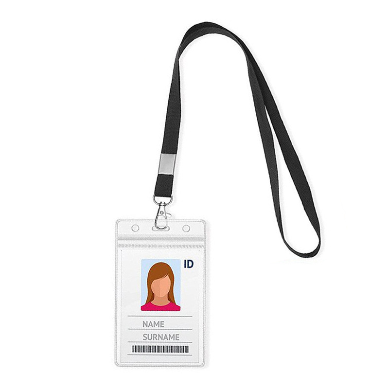 حبل تعليق تصريح العمل عمودي شفاف مقاوم للماء من مادة البولي فينيل كلوريد مع بطاقة صدرية معلقة حبل تعليق علامة مدرسية علامة عمل علامة مصنع