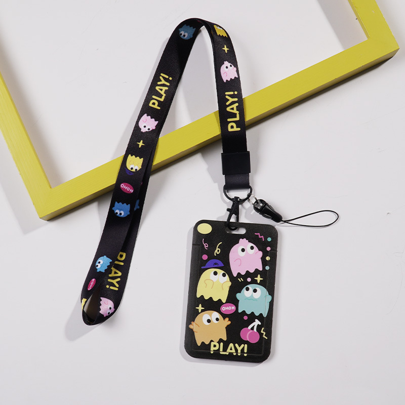 لطيف الكرتون انزلاق غطاء بطاقة بطاقة التحكم في الوصول بطاقة عمل بطاقة الهوية مجموعة مجموعة بطاقة الطالب مع الحبل بطاقة حافلة مجموعة