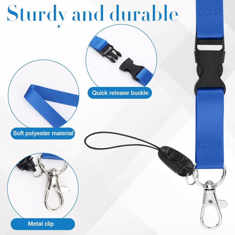 غطاء منزلق من البلاستيك ABS لصندوق وثائق الهوية ومجموعة البطاقات وإبزيم داخلي وحبل تعليق مع مشبك تمدد بيضاوي