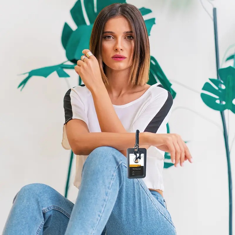 الحد الأدنى من لون الطالب بطاقة المدرسة مجموعة واقية من فقدان ثلاثة بوصة عرض حقيبة صغيرة قلادة بطاقة الهوية مجموعة