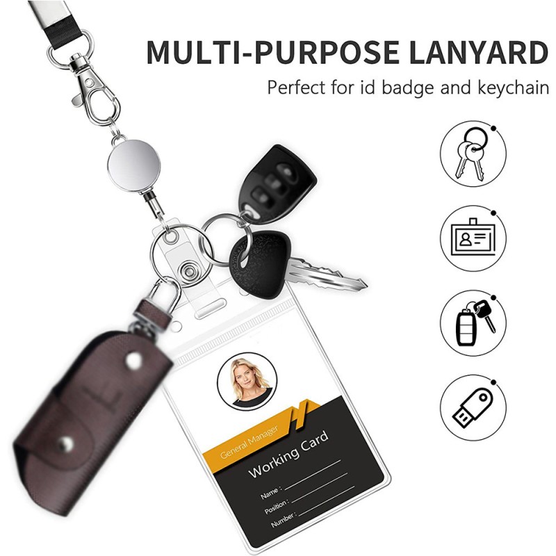 15mm المعرض الحبل شهادة عمل الصدر بطاقة شنقا الحبل مع دليل على المياه شهادة شفافة من السهل سحب مشبك تلسكوبي كم بطاقة