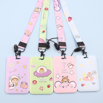 حامل بطاقة الطالب المنزلق حامل بطاقة الحافلة الكرتونية الشعبية حامل بطاقة التحكم في الوصول حامل بطاقة الهوية حبل معلق غطاء واقٍ معلق