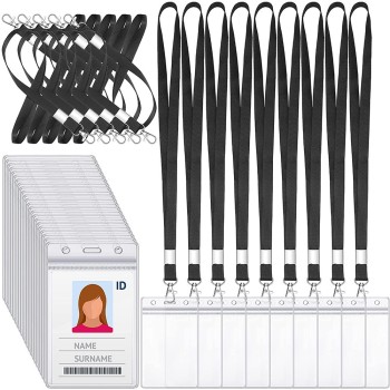 حبل تعليق تصريح العمل عمودي شفاف مقاوم للماء من مادة البولي فينيل كلوريد مع بطاقة صدرية معلقة حبل تعليق علامة مدرسية علامة عمل علامة مصنع