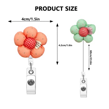 مشبك قابل للسحب من القماش مع زهرة حمراء صغيرة منقطة، سهل السحب بزاوية 360 درجة، شارة طبيب وممرضة وطالب