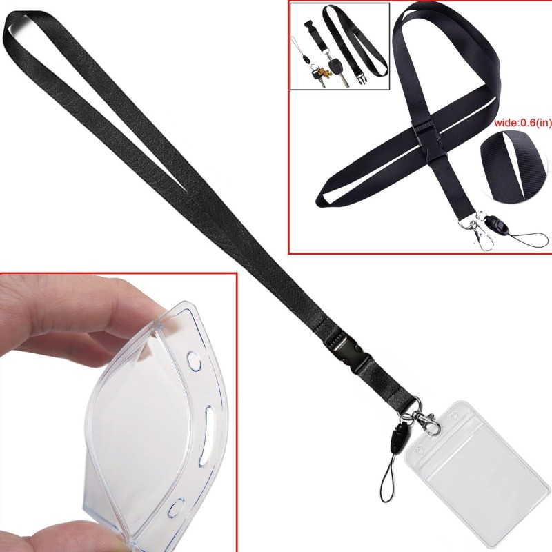حزام تعليق شفاف مقاوم للماء قابل للفصل، حامل بطاقة هوية للعمل، شارة صدر سهلة السحب، حبل تعليق للهاتف المحمول