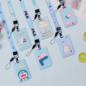 لطيف الكرتون انزلاق غطاء بطاقة بطاقة التحكم في الوصول بطاقة عمل بطاقة الهوية مجموعة مجموعة بطاقة الطالب مع الحبل بطاقة حافلة مجموعة