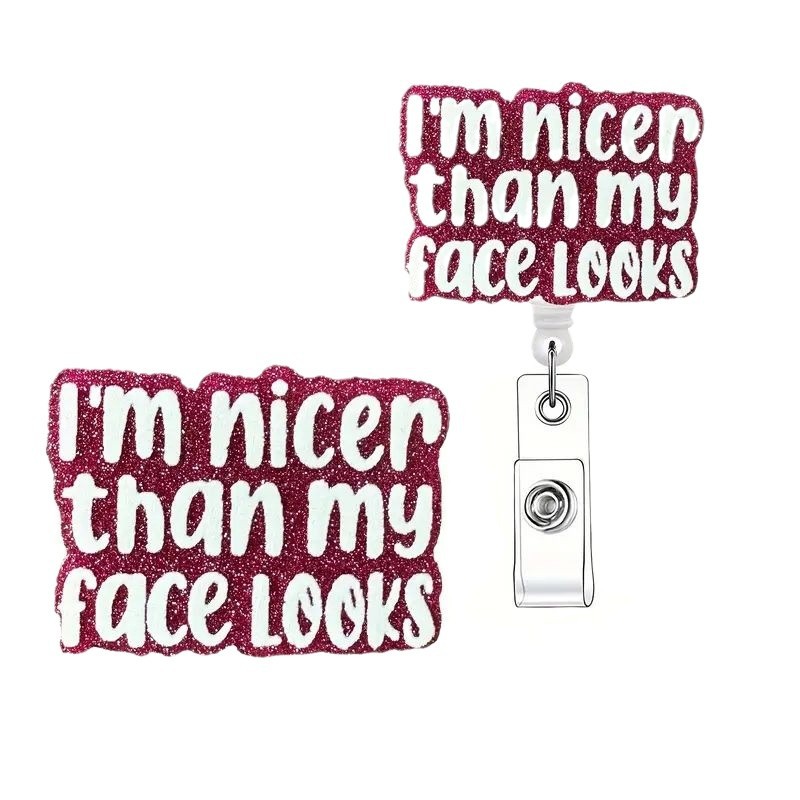 مشبك سحب سهل من الأكريليك من  لبطاقة الهوية، مشبك تلسكوبي للطلاب، لفافة شارة