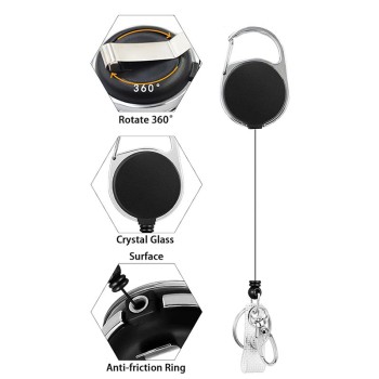 الثقيلة واجب شارة بكرة قابل للسحب من السهل سحب مشبك كم حزام من القماش الأسود حبل معلق