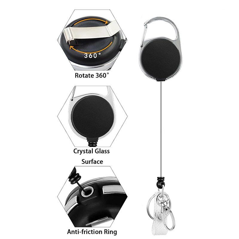 الثقيلة واجب شارة بكرة قابل للسحب من السهل سحب مشبك كم حزام من القماش الأسود حبل معلق