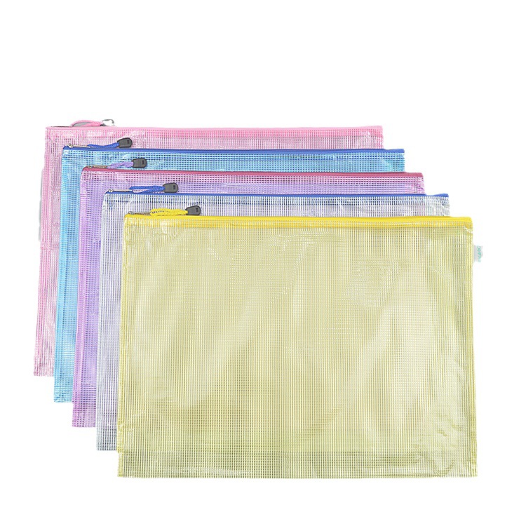 شبكة كيس سستة A4 ملف حقيبة شفافة سميكة A4 سستة حقيبة ملف ورقة معلومات ورقة كيس مكتب كيس