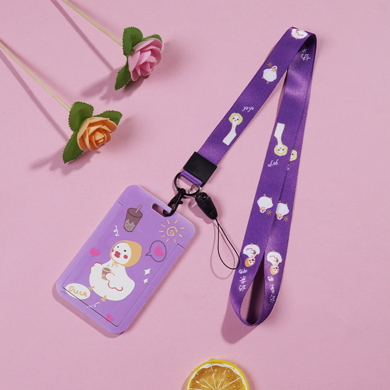 لطيف الكرتون انزلاق غطاء بطاقة بطاقة التحكم في الوصول بطاقة عمل بطاقة الهوية مجموعة مجموعة بطاقة الطالب مع الحبل بطاقة حافلة مجموعة