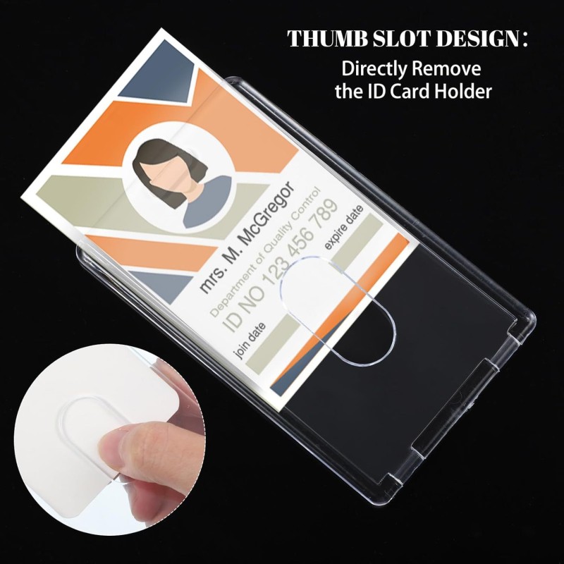 غطاء بطاقة أكريليك شفاف واقٍ لبطاقة الهوية للعمل مع مشبك قابل للسحب