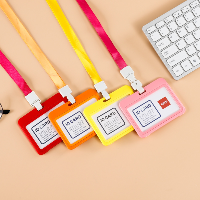 البلاستيك غطاء بطاقة مخصصة مزدوجة من جانب بطاقة شفافة قلادة الحبل غطاء بطاقة الهوية