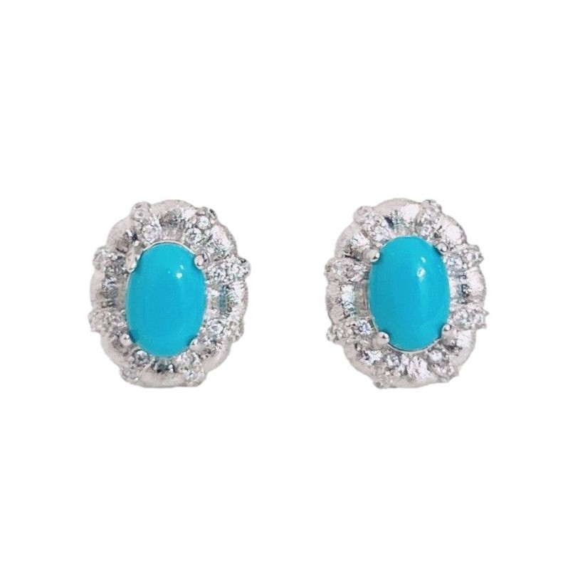 إيطاليا wiredrawing الحرف اليدوية الثقيلة ترصيع أقراط الفيروز القديمة المال الأبيض مزاجه أزياء خمر أقراط النساء