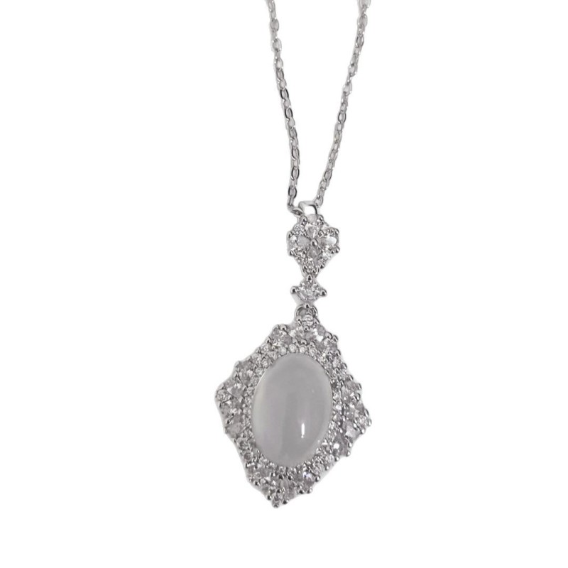 الصينية الجديدة ~ الطبيعية عالية الجليد العقيق قلادة قلادة العقيق البيضاوي مطعمة طويلة الرياح الوطنية أليس سلسلة الترقوة