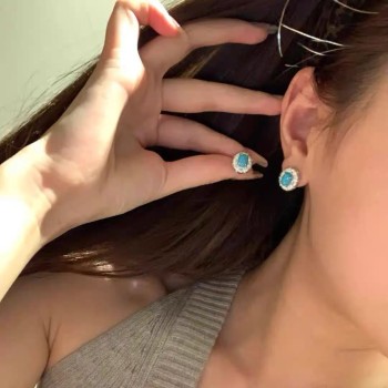 إيطاليا wiredrawing الحرف اليدوية الثقيلة ترصيع أقراط الفيروز القديمة المال الأبيض مزاجه أزياء خمر أقراط النساء