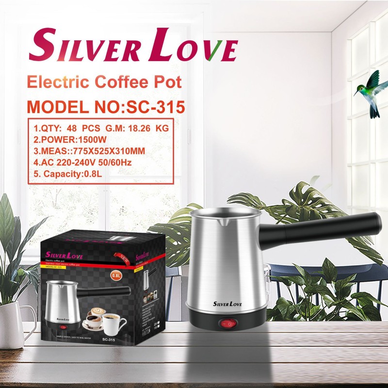 الفولاذ المقاوم للصدأ تركيا التعامل مع 500ml قدرة صغيرة الكهروحرارية صانع القهوة