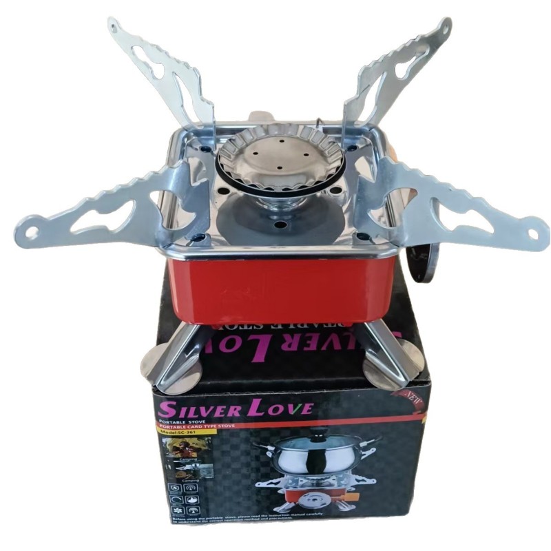 في الهواء الطلق التخييم المحمولة الرياح واقية من موقد الغاز في الهواء الطلق نزهة موقد مربع صغير مربع نوع المشبك رئيس موقد