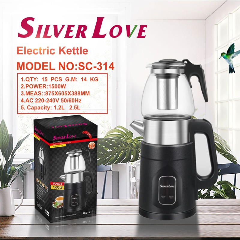 التجارة الخارجية تصدير الزجاج غلاية كهربائية مزدوجة اللون مصباح مع الحفاظ على درجة حرارة ثابتة 65 درجة 2.5L الأم والطفل غلاية كهربائية