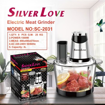 تصدير اللحوم الكهربائية المنزلية مفرمة الزجاج 3.0L قدرة كبيرة خلاط وعاء من الزجاج آلة الطبخ