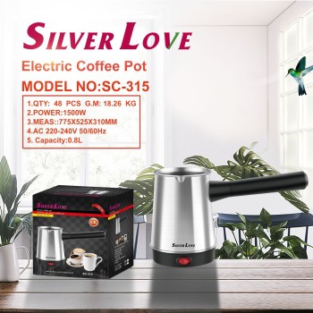 الفولاذ المقاوم للصدأ تركيا التعامل مع 500ml قدرة صغيرة الكهروحرارية صانع القهوة