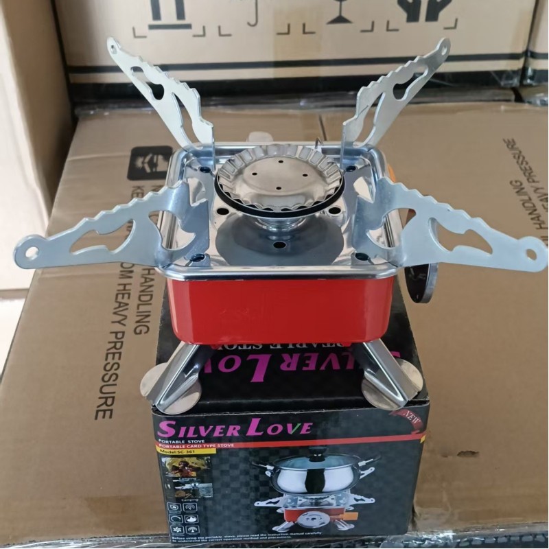 في الهواء الطلق التخييم المحمولة الرياح واقية من موقد الغاز في الهواء الطلق نزهة موقد مربع صغير مربع نوع المشبك رئيس موقد